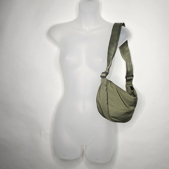 Sage Green Half Moon Nylon Crossbody Bag - Picture 10 of 10